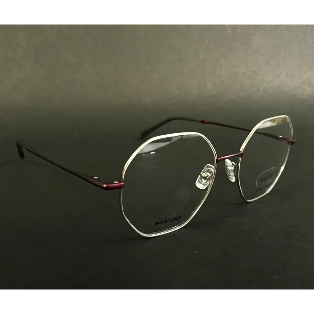 Gigi Studios Eyeglasses Frames ALEGRIA 8117/0 Gray Matte Red Bordeaux 53-17-140